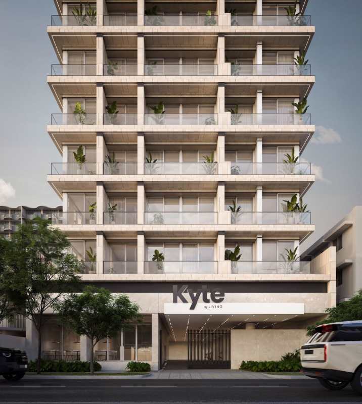 Modern high-rise Kyte by LIVING with balconies and glass facade in Panama City Obarrio district