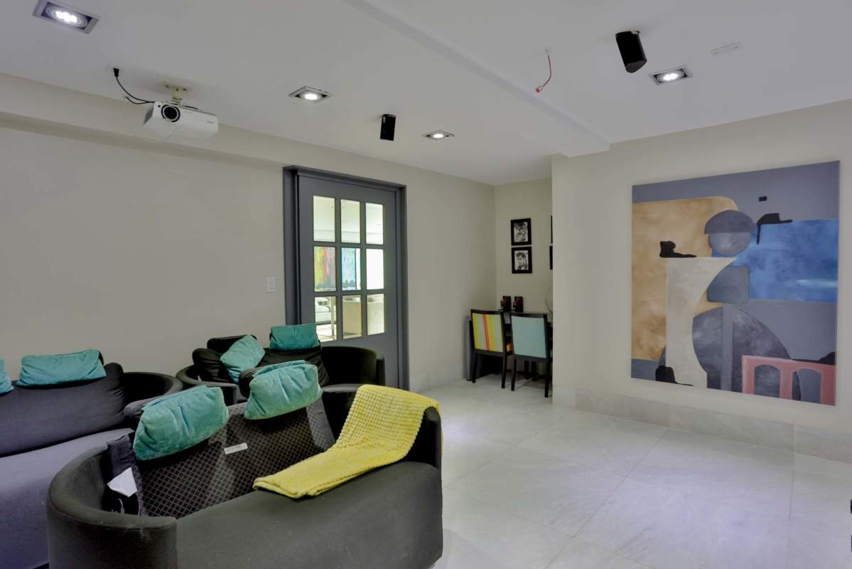 Contemporary kitchen with granite counters and stainless appliances at PH Tuscany Tower Punta Paitilla