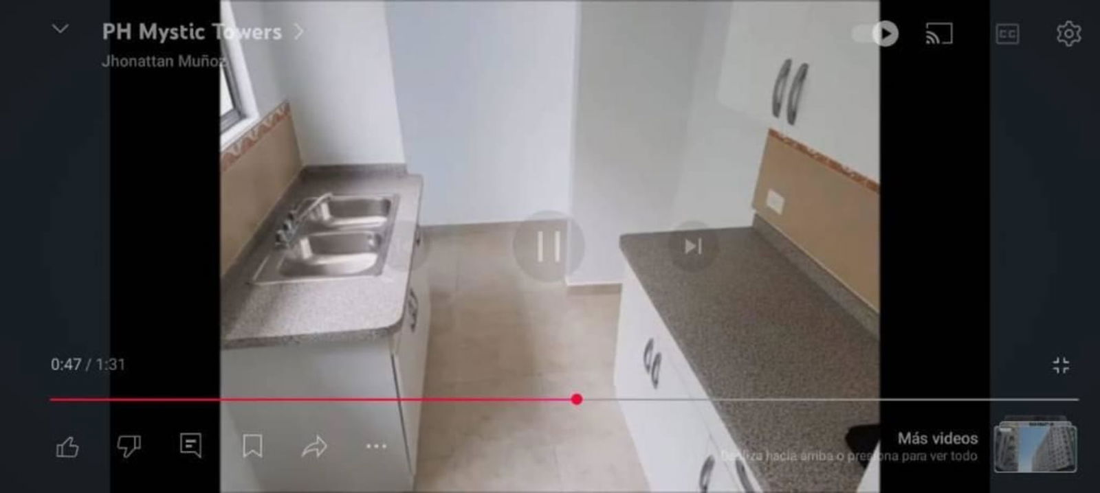 Compact modern kitchen with granite countertops tile backsplash PH Mystic Towers Panama