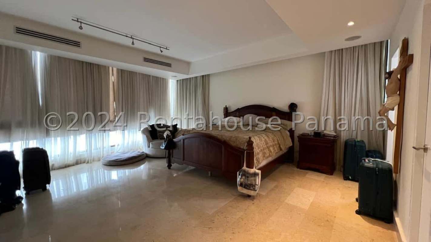 Balcony with panoramic ocean and city skyline view at PH Mirador Costa del Este Panama