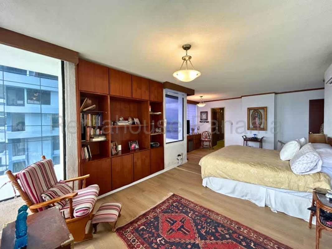 Oceanview terrace with artificial turf overlooking Panama City skyline at PH La Gaviota