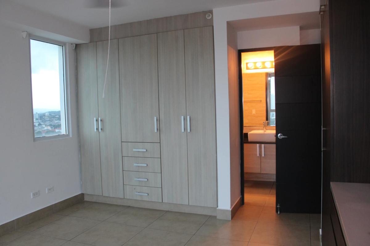Bedroom with built-in closet space window ensuite bathroom access Foresta Tower Panama