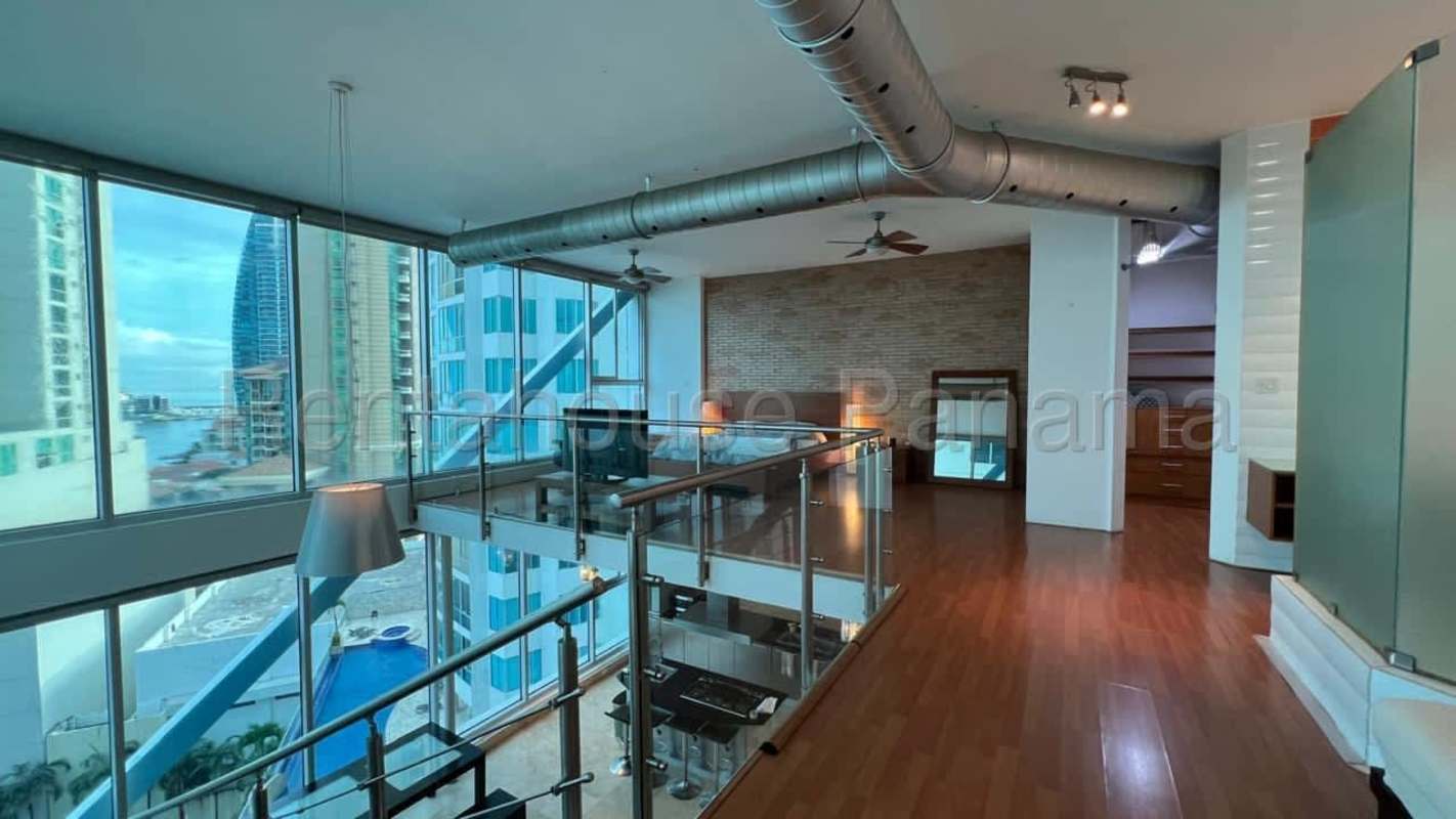 Loft style bedroom with panoramic ocean view windows marble floors PH Ocean View Panama City