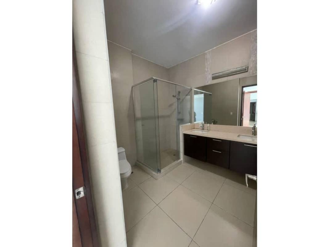 Kitchen with granite counters, island, built-in cabinets Ocean Park Tower Panama