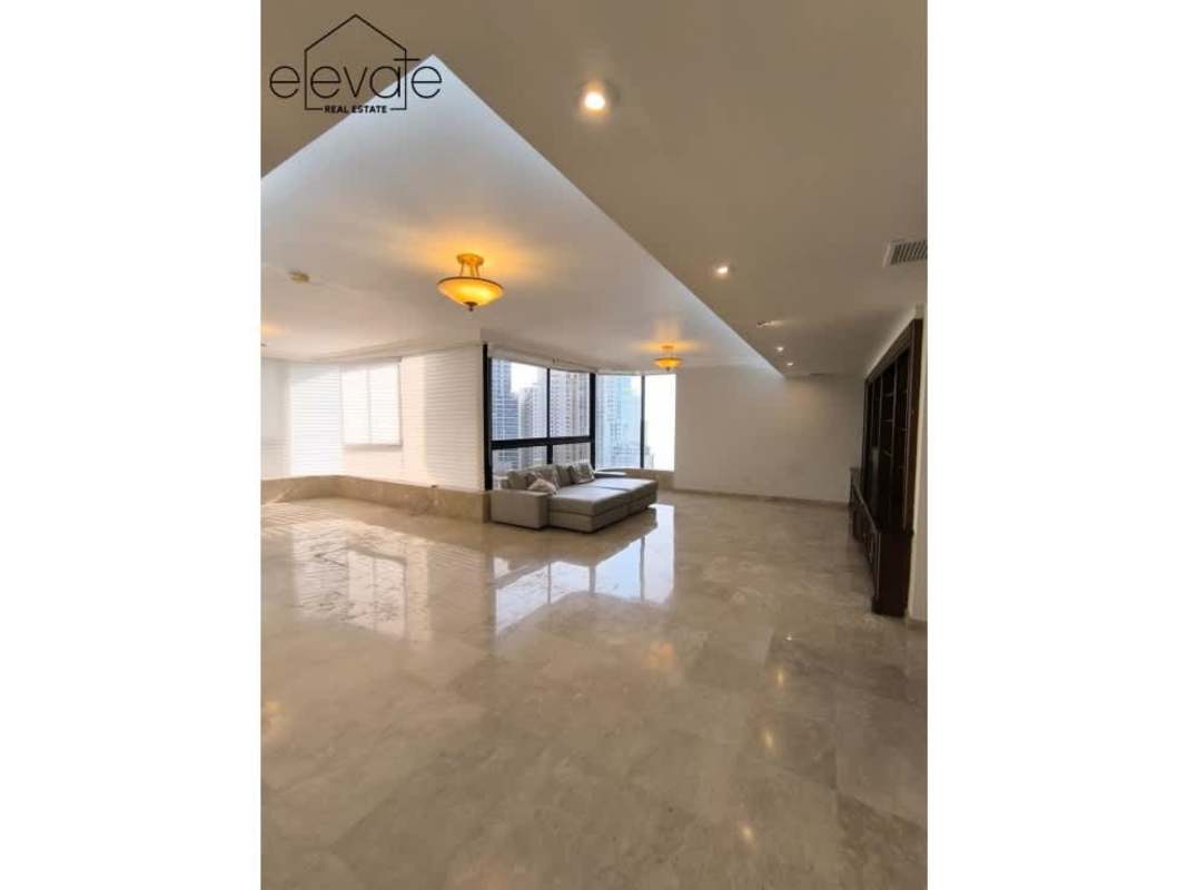 Modern living room marble floors ocean view PH Mirage Punta Paitilla Panama City