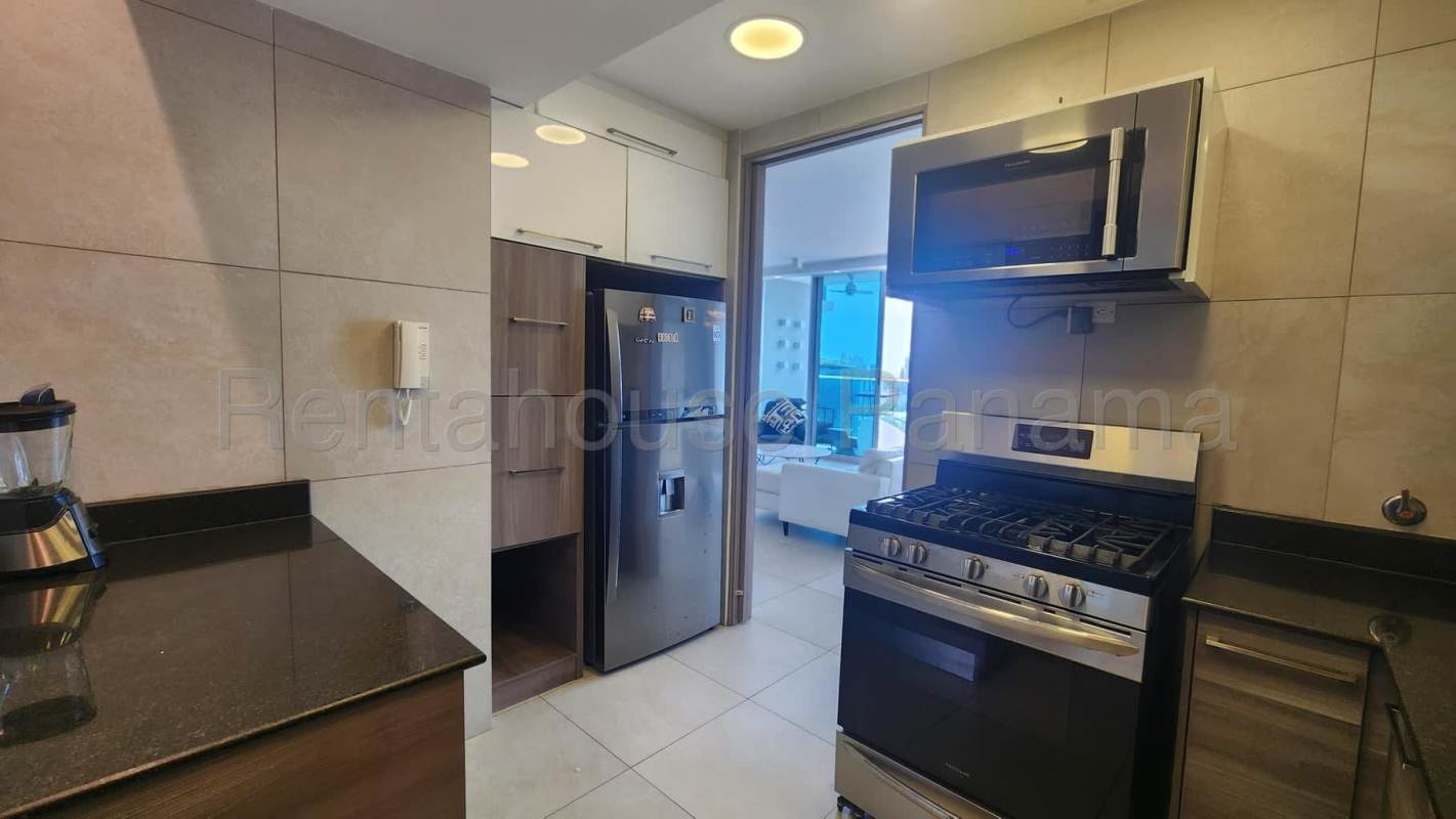 Modern bathroom with glass shower enclosure, vessel sink and storage PH Pacific Hills Elite Dos Mares Panama