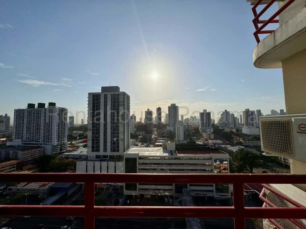 City skyline view from private balcony at PH El Marquez Panama