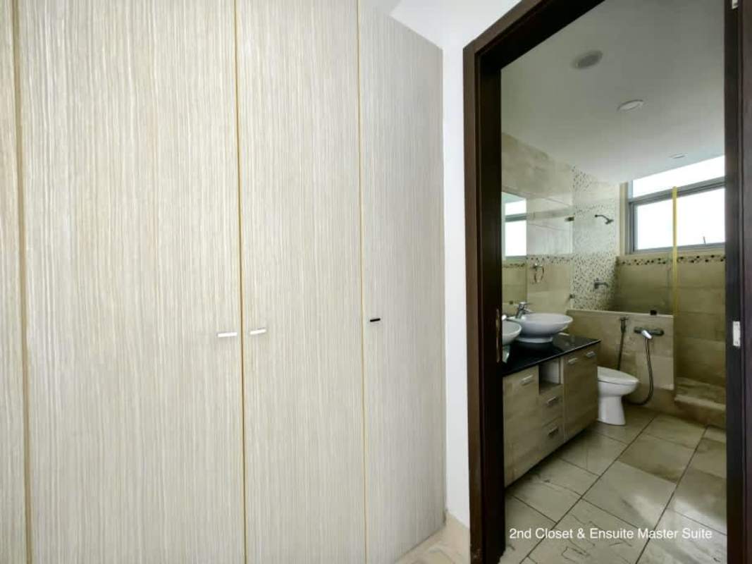 Master bathroom with double vanity sinks and luxury finishes Grand Tower Punta Pacifica Panama