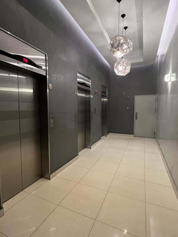 Balcony view of Panama City skyline from apartment in PH Alegría Vía España