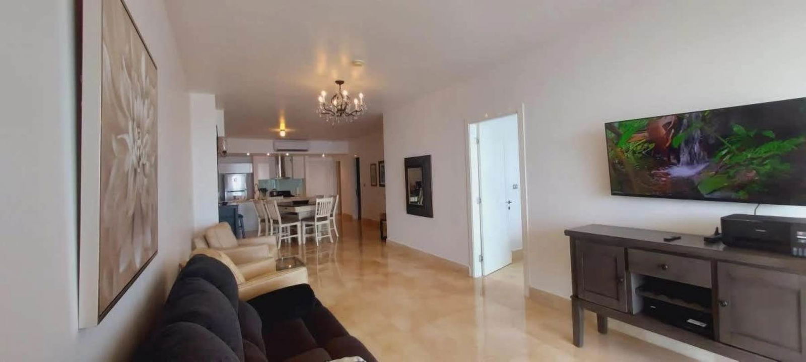 Spacious luxury living area with balcony and ocean view at PH YOO Panama Bella Vista