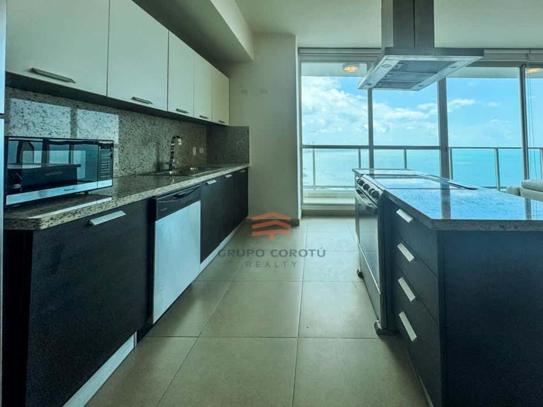 Spacious master bedroom with large windows, ocean views in PH Oceanaire Punta Pacifica