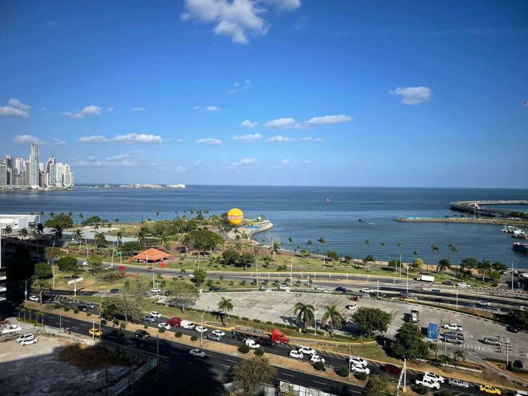 Epic ocean and skyline view Panama City waterfront from PH Bay View Avenida Balboa.