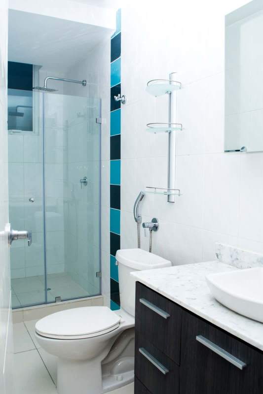 Updated bathroom with glass shower vessel sink granite vanity PH Bella Vista Panama