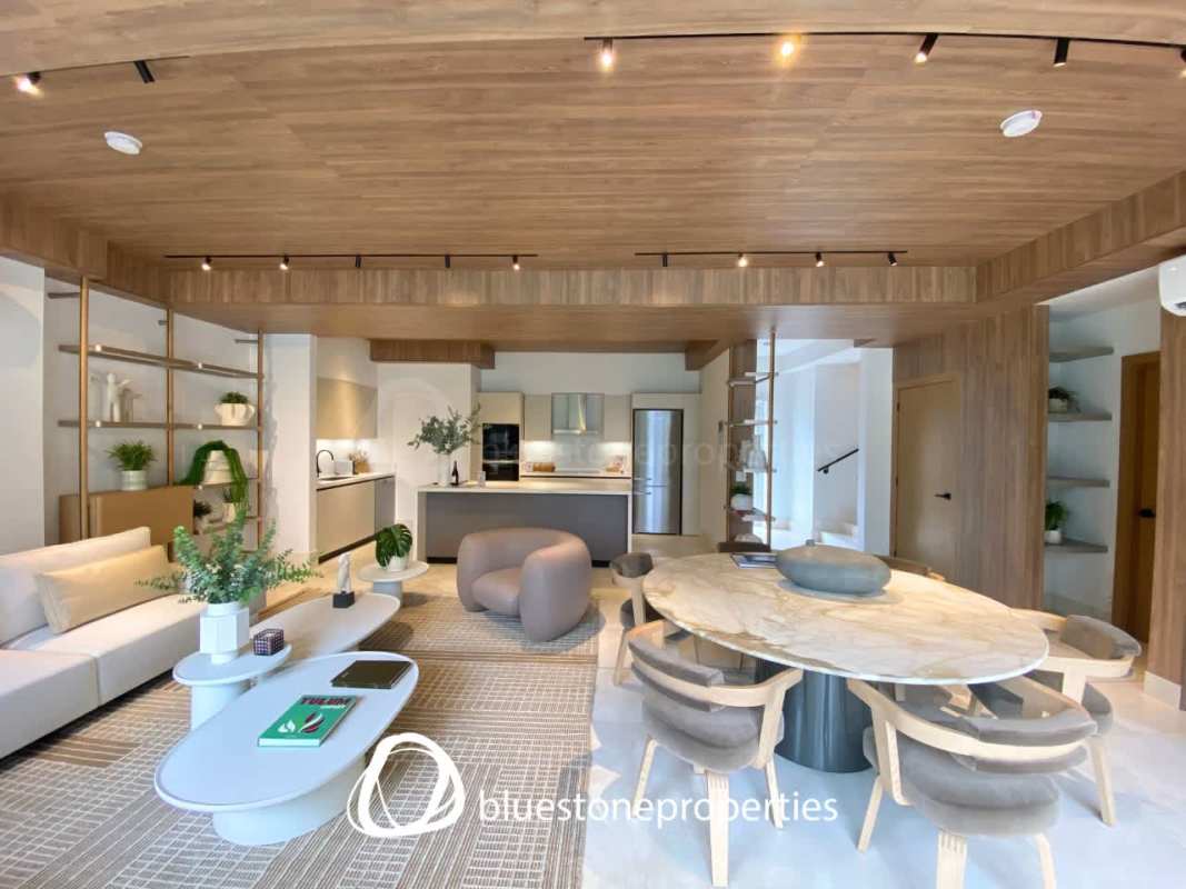 Bright open living and dining with ocean views at PH Oceana Santa María Panama