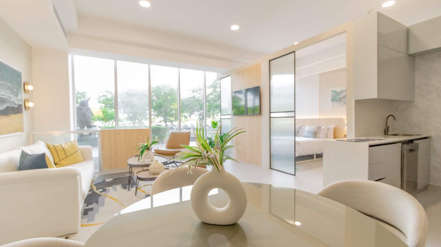 Equipped kitchenette with quartz countertops Seaside Panama Calle Uruguay