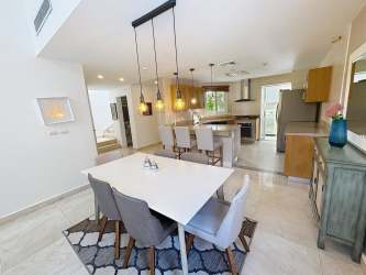 Living area with marble floor open plan luxury home rent Cocolí Panama