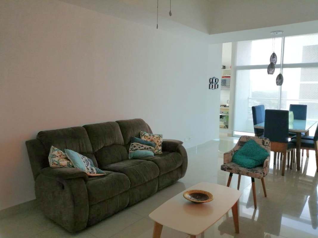 Lobby with colorful decor and lounge seating PH Rainbow Tower El Carmen Panama