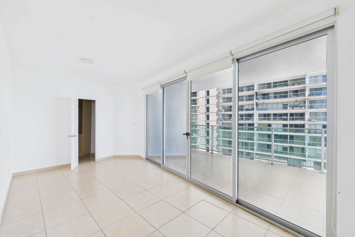 Large sliding glass door to oceanview balcony Punta Pacifica Panama City
