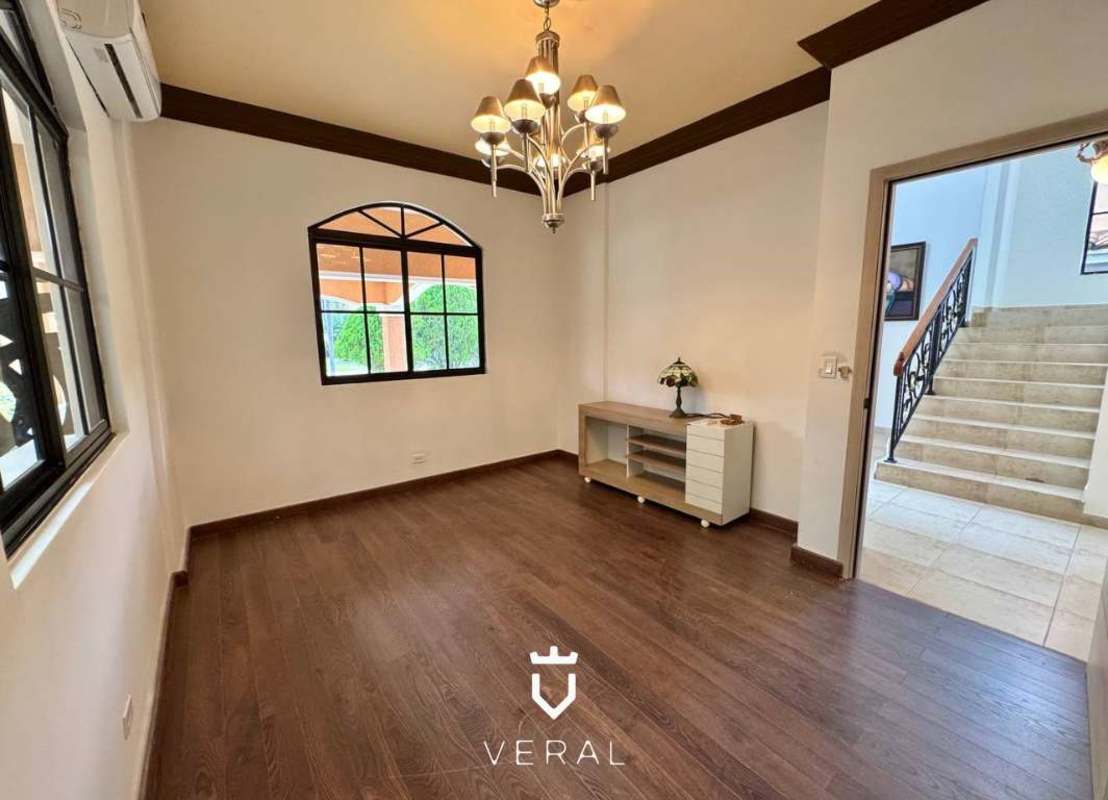 Spacious formal dining with big windows chandelier Mediterranean style Clayton Panama