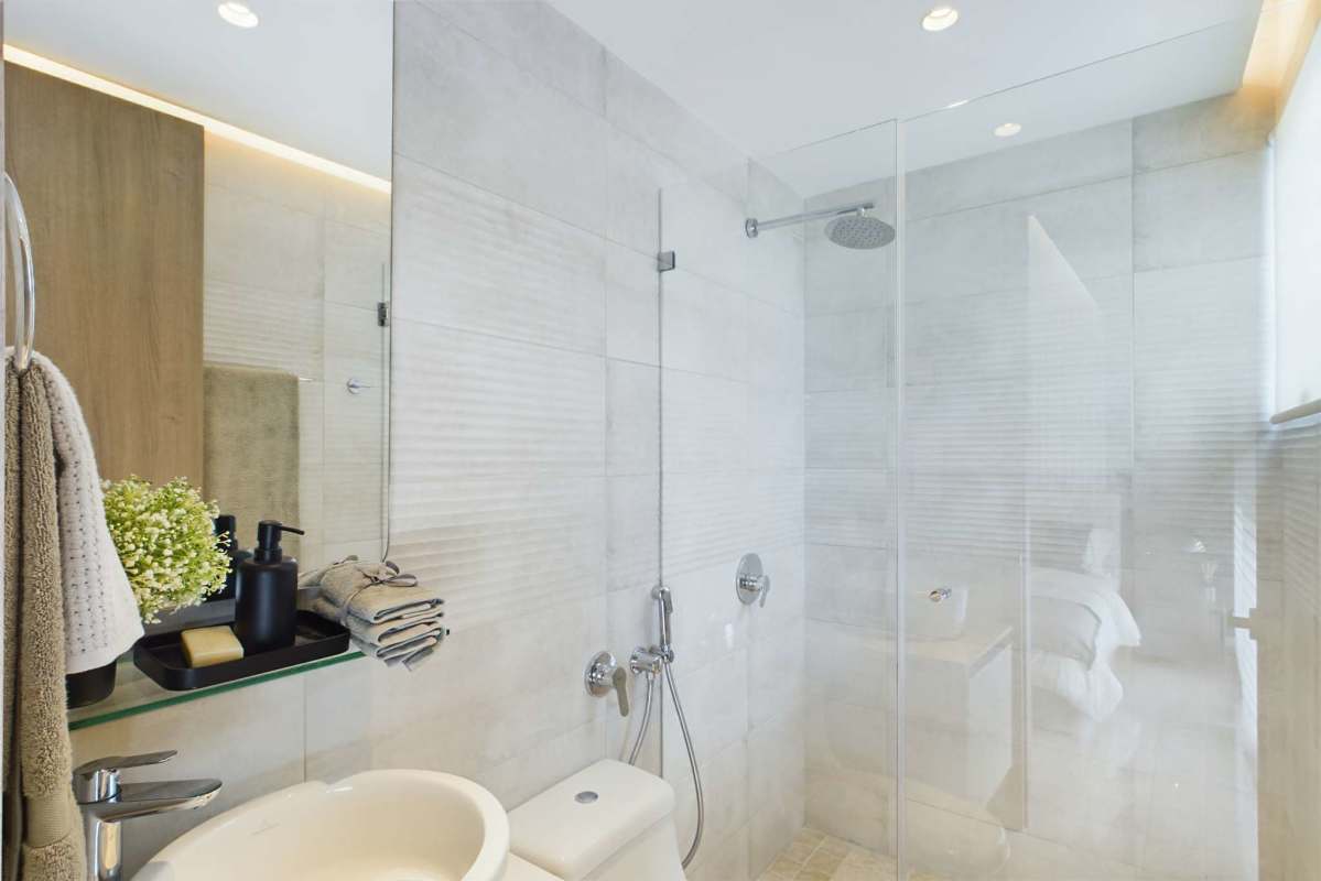 Gourmet kitchen with quartz countertops stainless steel appliances at PH Costanera Panama City