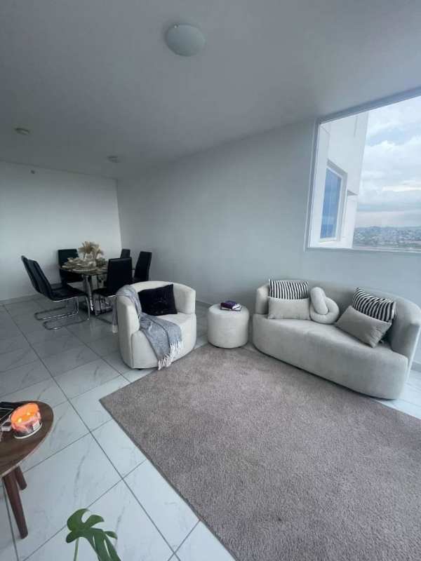Bathroom vanity with mirror and shower in apartment rental Panama City