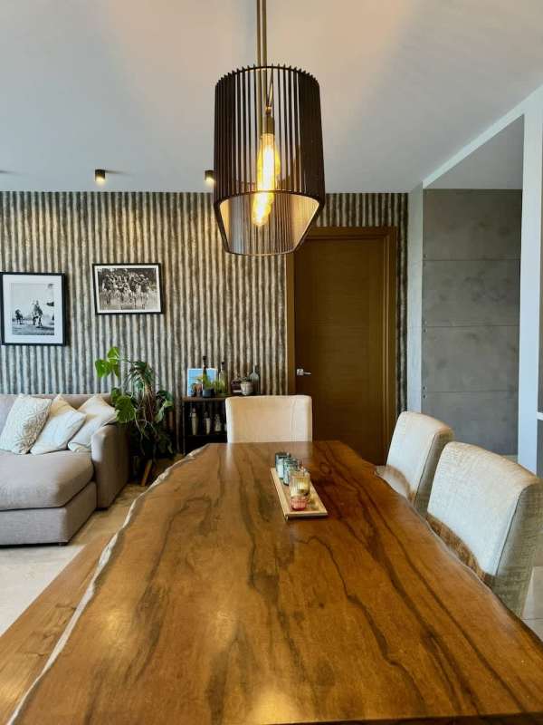 Contemporary kitchen with island, marble counters, custom cabinets PH The Reserve Santa María Panama