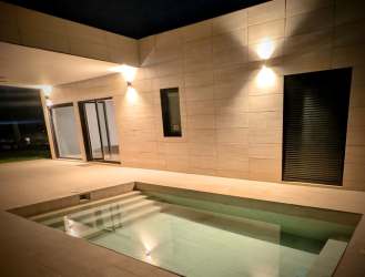 Bathroom with walk-in shower designer tile vanity Pedasi Panama