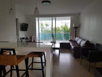 Kitchen with granite counters, marble floors, stainless appliances in Nikki Beach Residence Panama