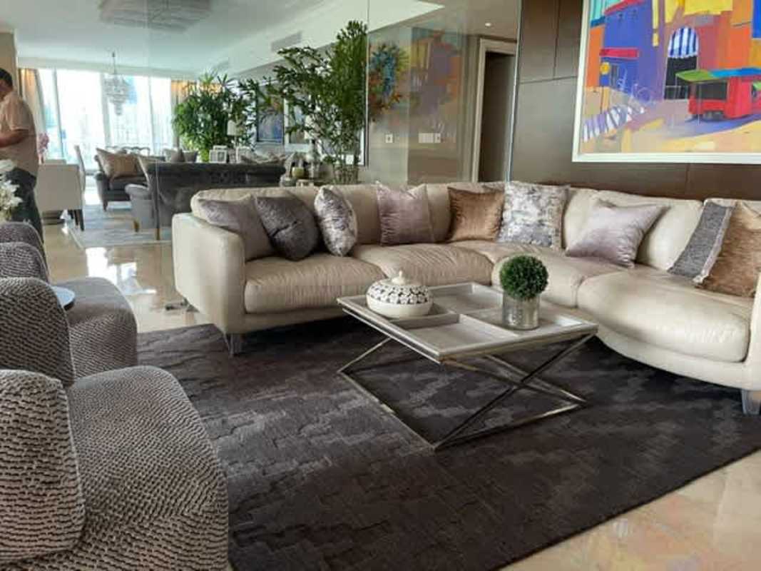 Spacious master bedroom with panoramic city skyline views and luxury finishes The Point Punta Paitilla