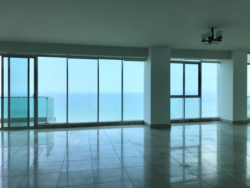 Designer kitchen with granite countertops, island, stainless appliances in PH Ocean Two Costa del Este Panama