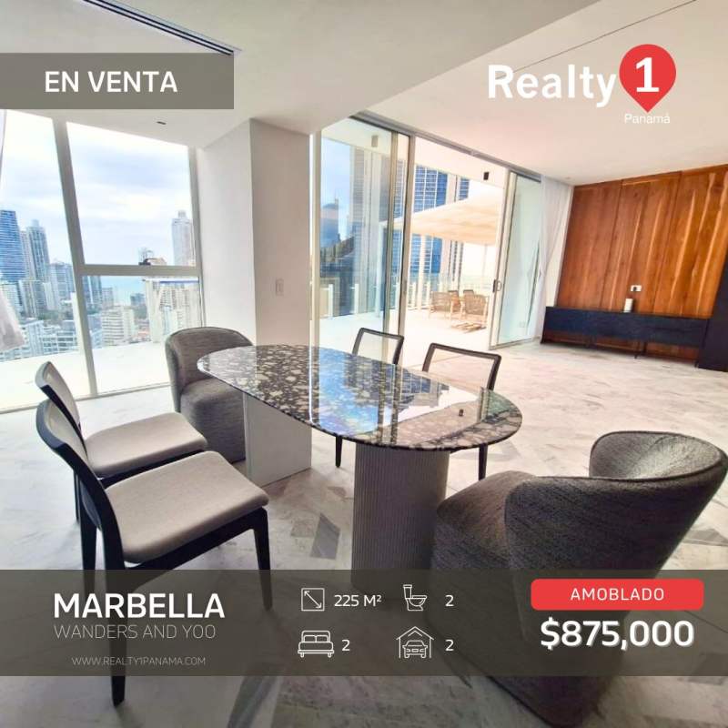 Modern high-rise apartment living room with floor-to-ceiling windows, city skyline views, and wood accent wall in PH Wanders & Yoo Panama