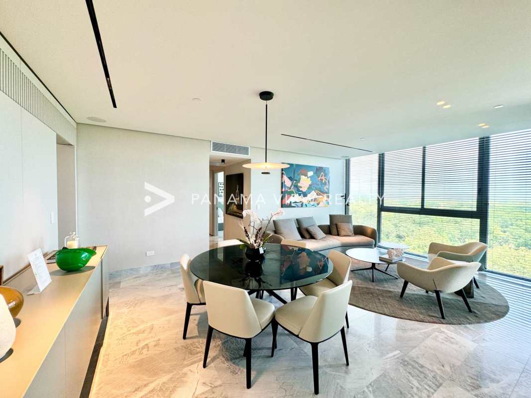 Modern European kitchen with marble counters and breakfast nook at The Ivy Santa Maria Golf Panama