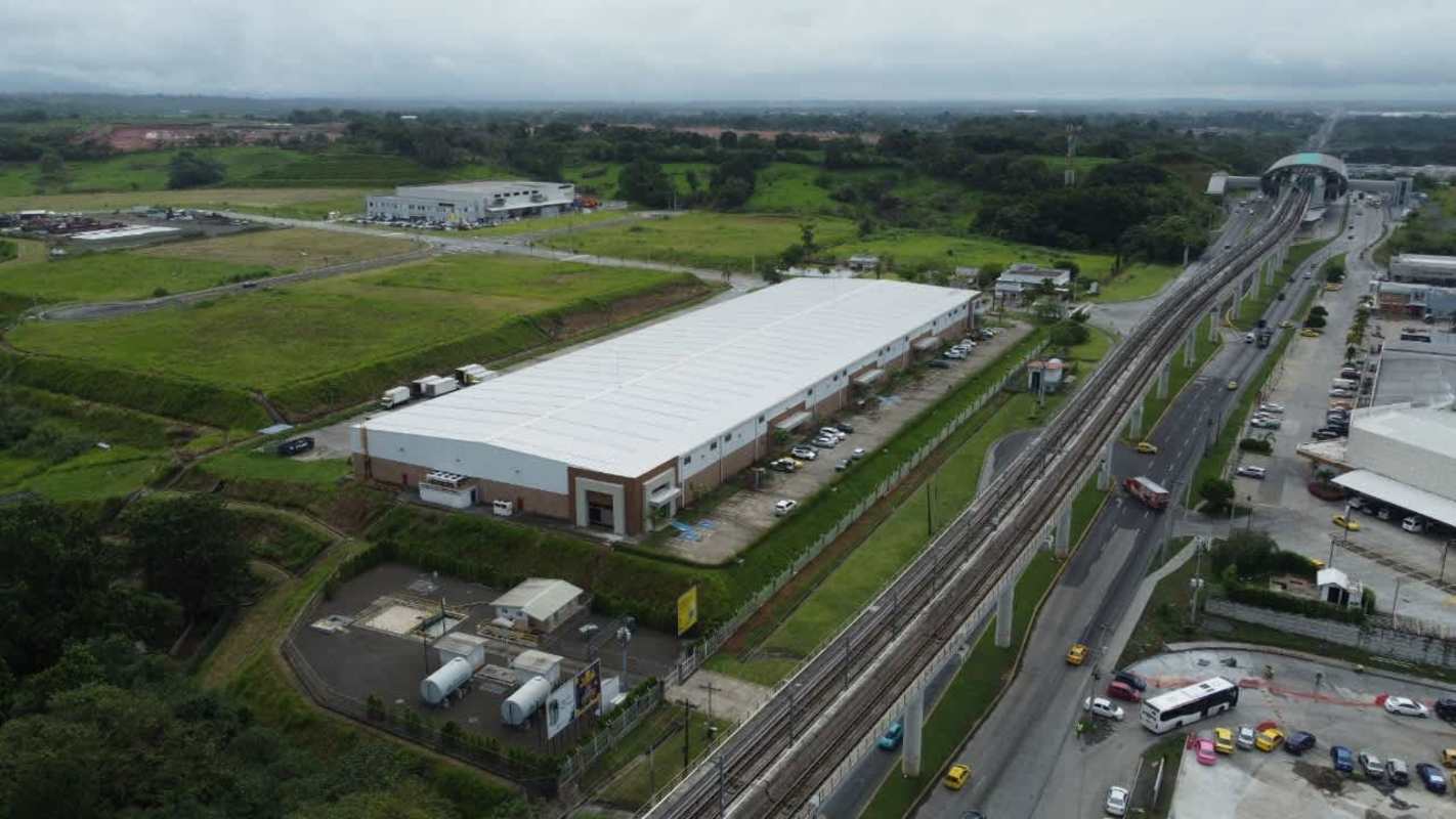 Overview aerial view of logistics park warehouses and surroundings Tocumen Panama