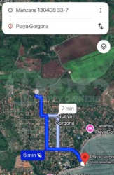 Satellite map showing proximity of property to Playa Gorgona beach and highway access