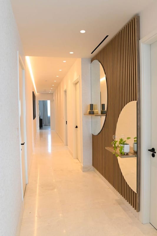 Spacious modern kitchen with island bar dining area Ocean Reef Islands Panama