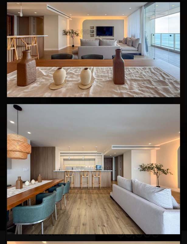 Contemporary dining and living area open plan with ocean view in PH Oceanaire Panama City