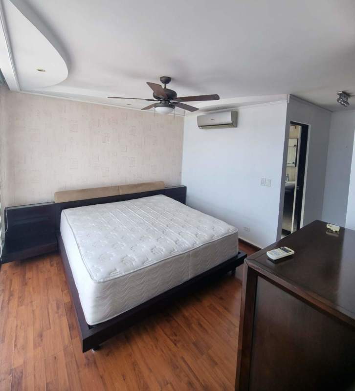 Bathroom with walk-in shower and granite counter PH Vista del Mar Panama City