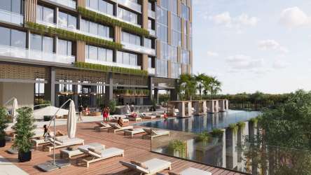 Luxury high-rise condominium tower with infinity pool and sun deck Playa Bonita Panama