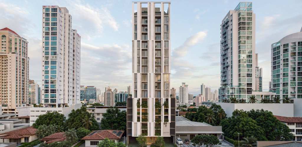 Open plan living dining with balcony access PH Window Tower San Francisco Panama