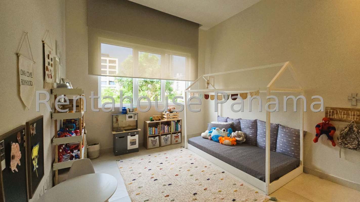 Bathroom with double vanity, marble counters, glass shower in Santa María Country Club Panama