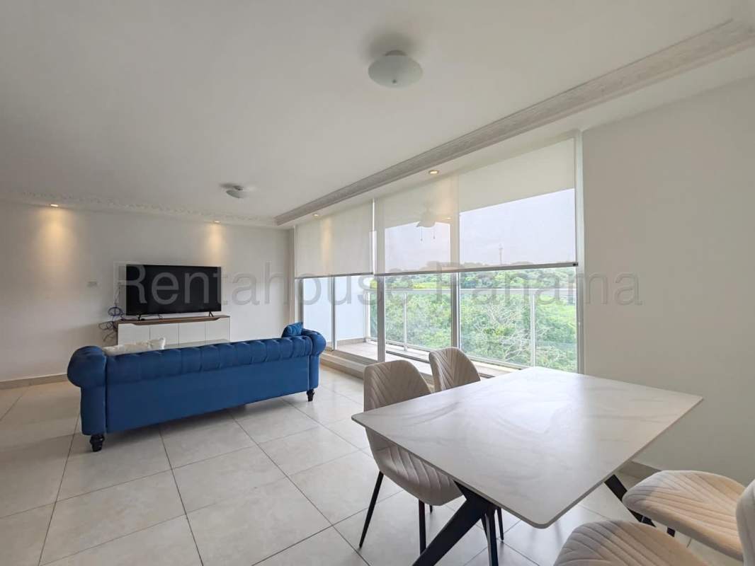 Bedroom with corner windows, queen bed, natural light in Clayton Park II apartment Panama
