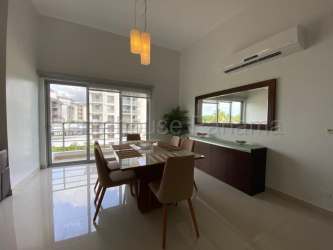 Fully furnished master bedroom with built-in closet and AC in Panama Pacifico