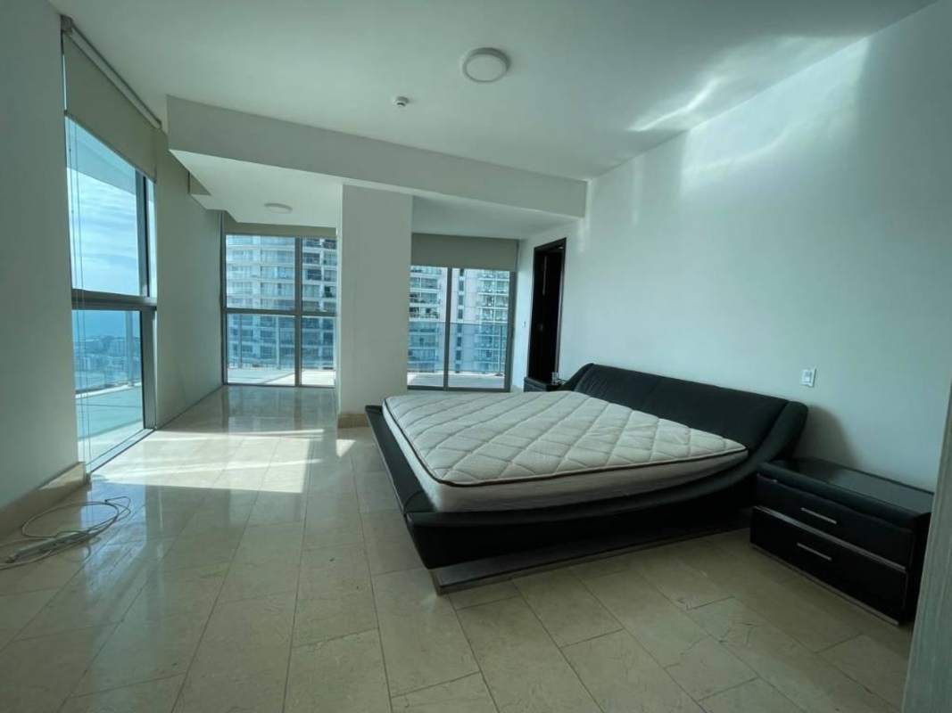 Second bedroom with city skyline views luxury apartment Punta Pacifica PH Grand Tower