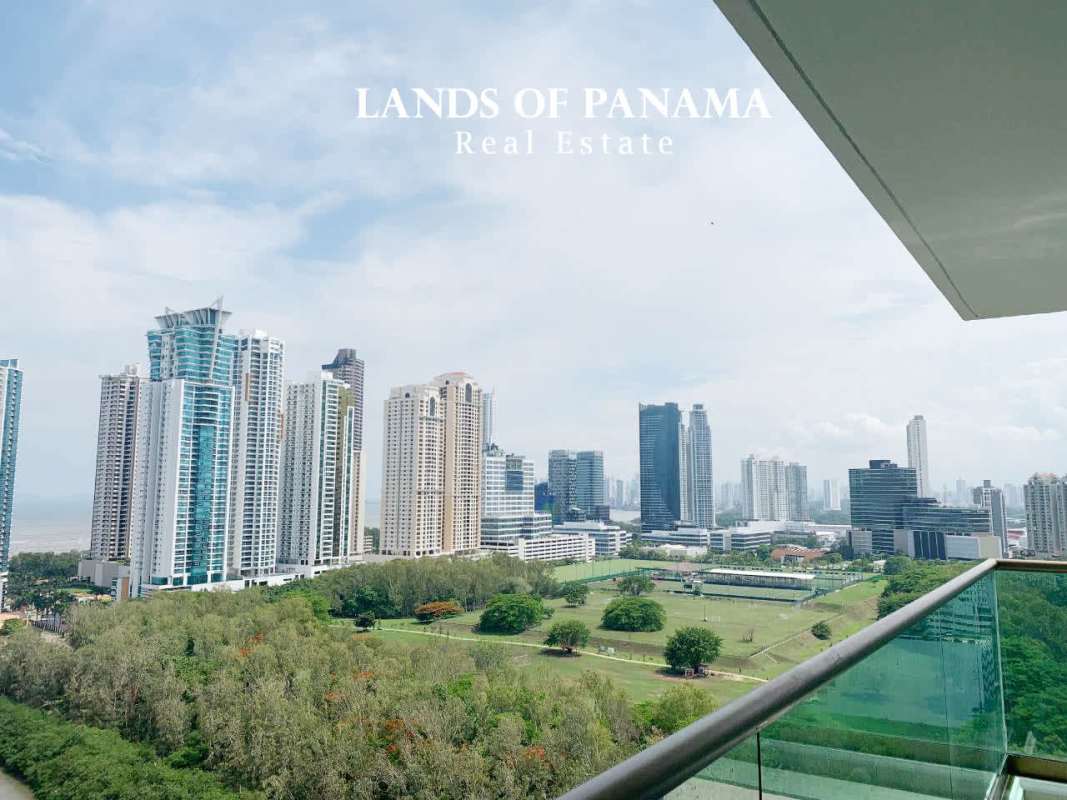 Dining space with large windows and elegant lighting PH Park Lane Costa del Este Panama