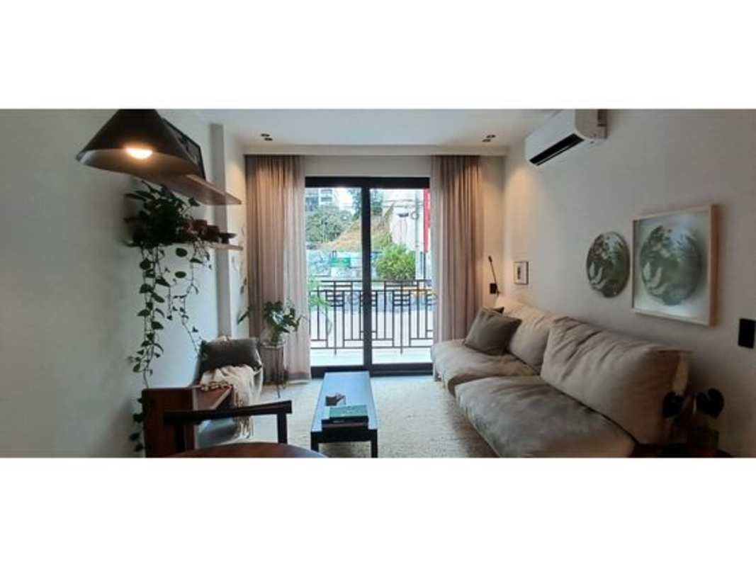 Cozy bright bedroom with large window in 1BR condo PH Amara El Cangrejo Panama.