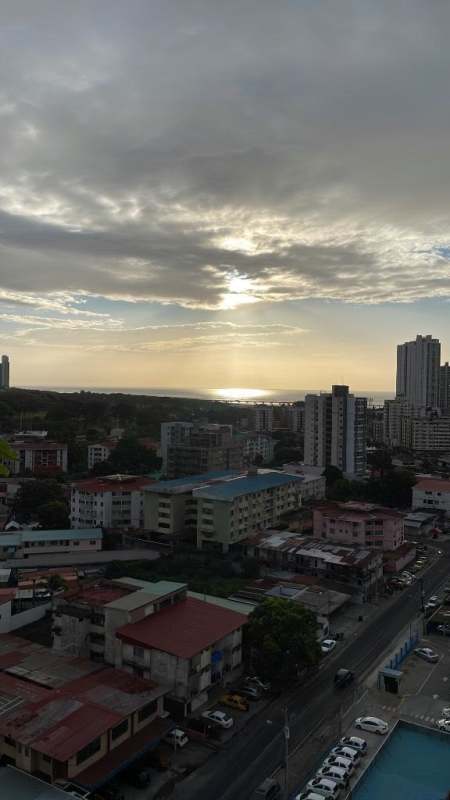 Living and dining room area with balcony in PH Torres de Chanis with porcelain floors
