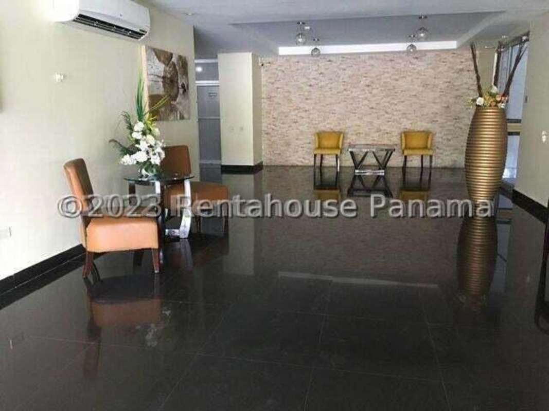 Bright ceramic tiled living room with balcony access in PH Splendor By The Park Carrasquilla Panama City