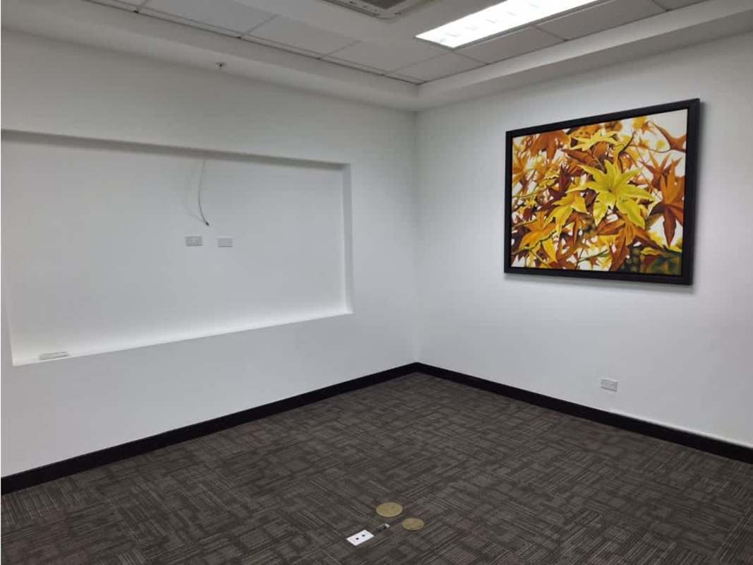 Workspace with partitions and desks in PH BICSA Tower Class A office Panama City