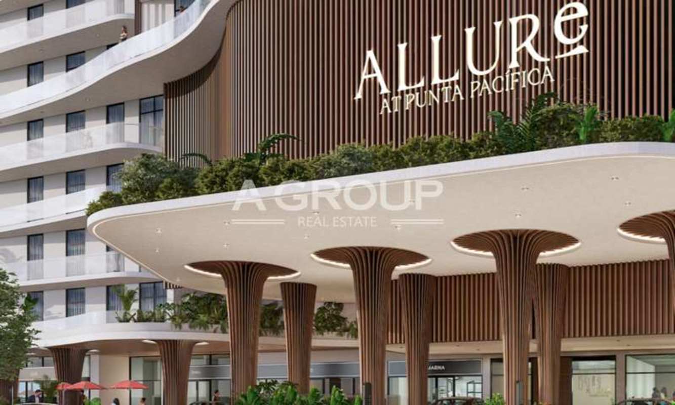 Distinctive modern architecture with curved balconies at Allure Punta Pacifica Condo Panama City