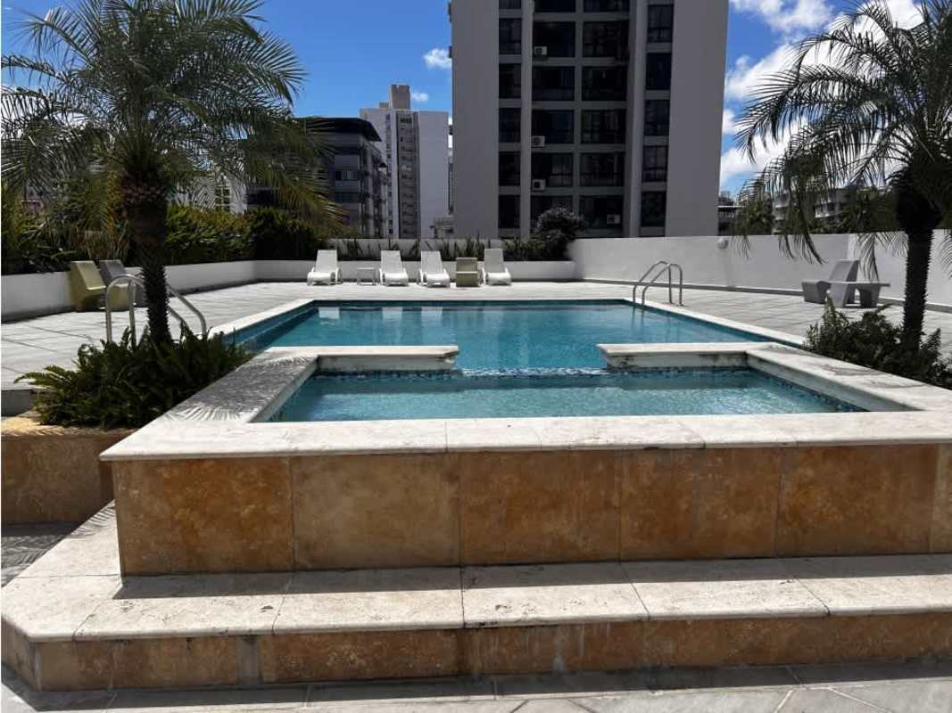 Modern empty living room with ceramic tile flooring and large window PH Trinity Tower El Carmen
